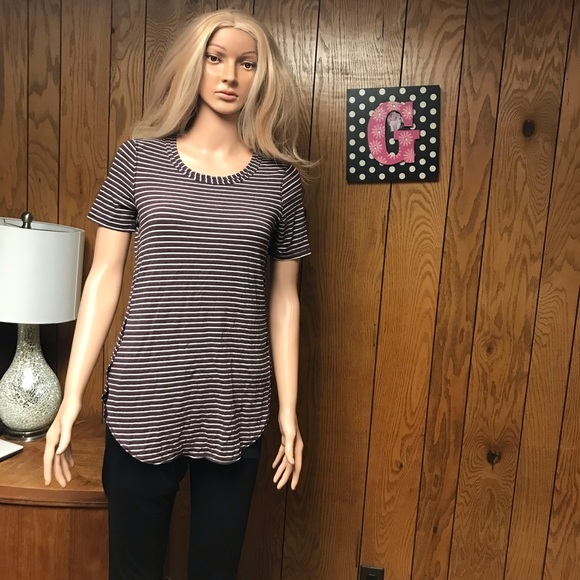 Lululemon Love Crew Shirt Tee- Stripe Color Brown and White-Size none - Picture 3 of 14